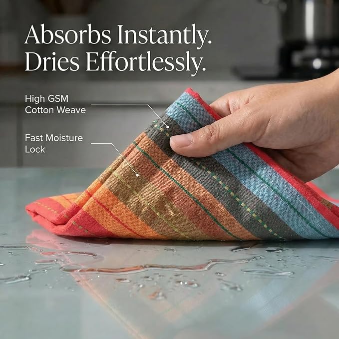 Urban Villa Kitchen Towels Cotton Dish Towels 20”x30” (Set of 6) Red Multi - Image 2