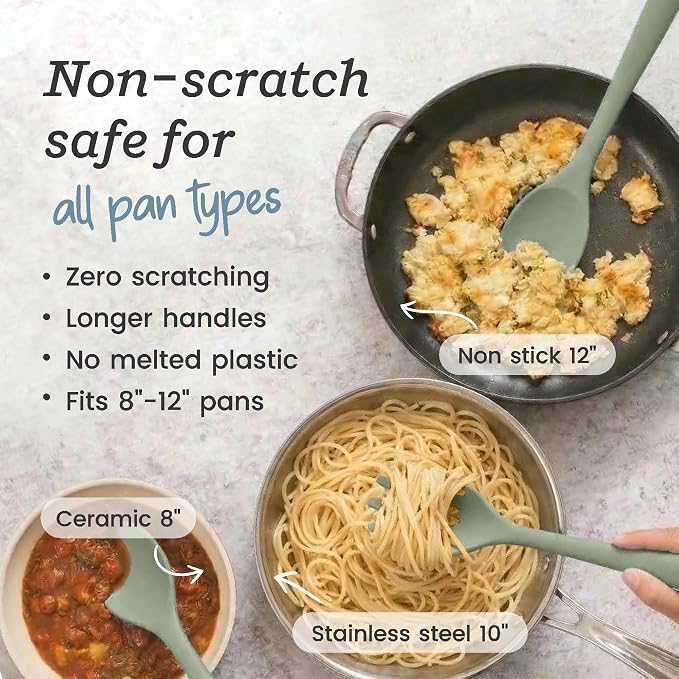 Starpack Like a Boss XL Silicone Cooking Utensils Set (6-Piece, 13.5") - LFGB Certified, 600°F Heat Resistant, BPA-Free - Heavy-Duty Steel Core, Dishwasher Safe - for Nonstick Cookware, Sage Green - Image 5