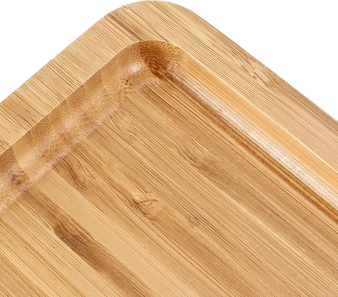 4 Pack 11.8 Inches Square Bamboo Tray, Natural Bamboo Serving Platter, Bamboo Serving Tray for Coffee, Tea, Fruits, Cheese - Image 3