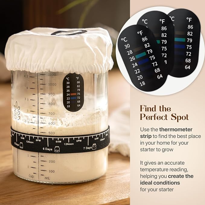 Sourdough Starter Kit with 9" Round & 10" Oval Bannetons, 40oz Starter Jar, and Sourdough Bread Baking Supplies Including Lame, Whisk, Scrapers, Slings, Mat, Silicone Spatula & Cloth Covers - Image 9