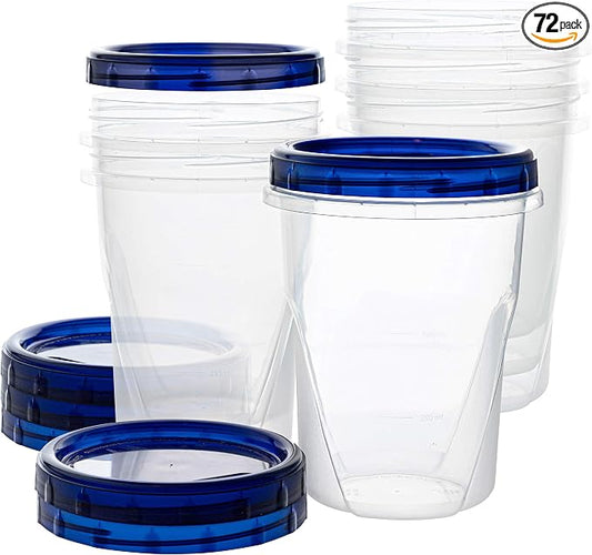 PLASTICPRO 32 oz Twist Top Deli Containers Clear bottom With blue 72 Pack by PLASTICPRO