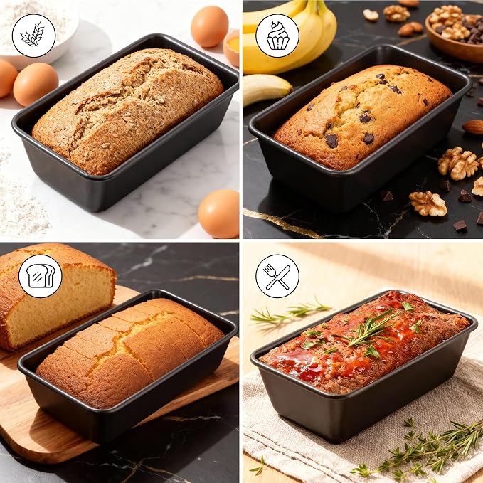 Wrenbury Pro 2lb Loaf Pan Set of 2 - Carbon Steel Large Bread Pan 1kg | for Baking Delicious Meatloaf - Air Fryer 2 lb Baking Tray - Twin Pack - Image 3
