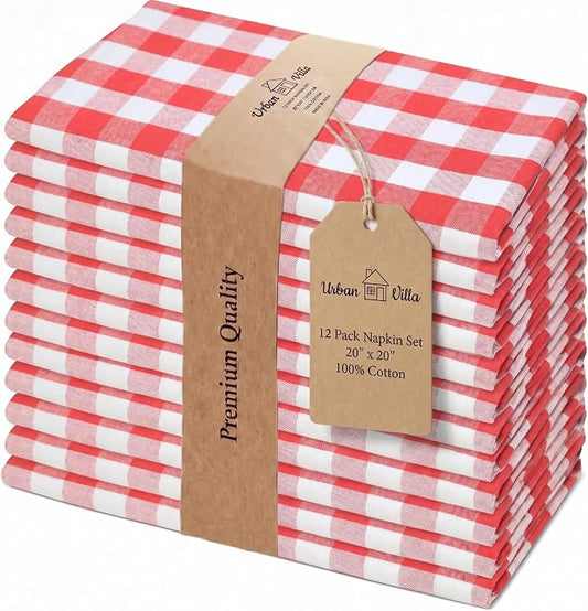 Urban Villa Cloth Napkins Cotton 12x12 (Set of 12) Red by CottonTrends
