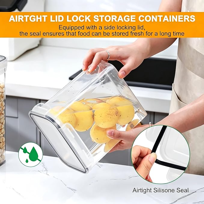 28pcs Airtight Containers, Clear Stackable Dry Food Storage | clear airtight containers with tight lids keep dry food fresh. Safe plastic, stackable for pantry kitchen storage - Image 4