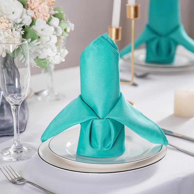 Bailarina Cloth Napkins Set of 120,17x17 inches Dinner Napkins Cloth Washable,Polyester Square Table Cloth Napkin Bulk with Hemmed Edges Ideal for Banquets, Parties and Weddings-Turquoise - Image 3