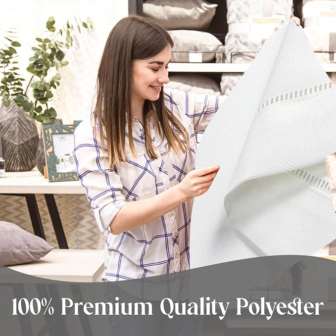 Majestic Giftware Linen Look Polyester Tablecloths for Rectangle Tables | (70/160) - TC1551 White with Hole Design Etched at Seam Table Cover | Decorative Washable Tablecloth for Kitchen & Dining - Image 6