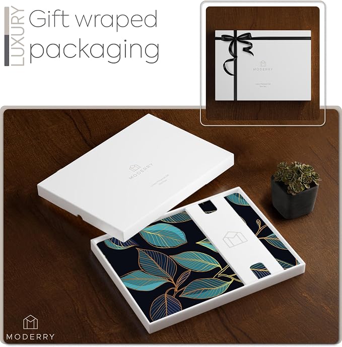 Set of 4 Heat Resistant Cork Placemats for Dining Table with Free Set of 4 Matching Drink Coasters Sage Green Marble Design 16 x 12 Inches Cork Backed Hard Placemats (Blue Gold Botanical) - Image 6