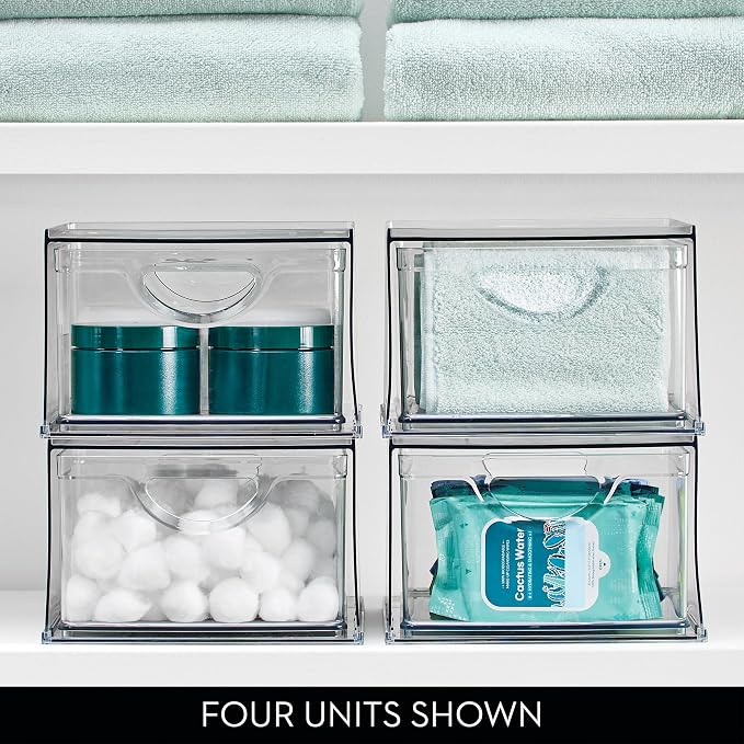 iDesign Stackable Storage Drawer, Clear | Stackable OrganFor Fridge, Pantry, or Under Sinks, Made in USAizer, For Bathroom Counter, Vanity, Under-Sink - Image 5