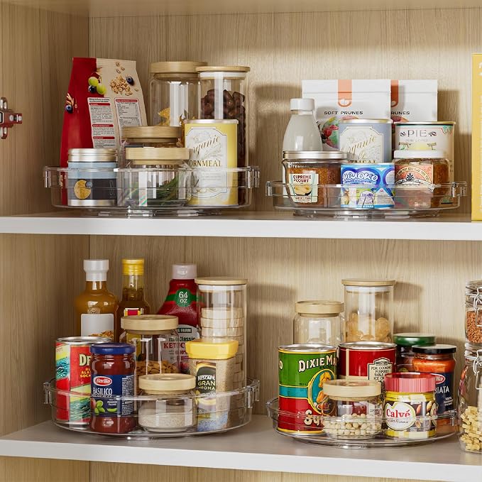 LAMU 4 Pack 12in Lazy Susan Organizer, Clear Lazy Susan Turntable for Cabinet, Refrigerator, Table Top, Kitchen, Bathroom, Pantry Organizers and Storage - Image 3