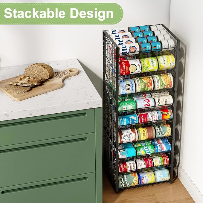 JKsmart 3-Tier Stackable Can Rack Organizer for Pantry, Adjustable Can Storage Holder for Various Ounces of Canned food Soda Drinks, Can Dispenser for Kitchen Cupboard Cabinet, 2 Pack - Image 5