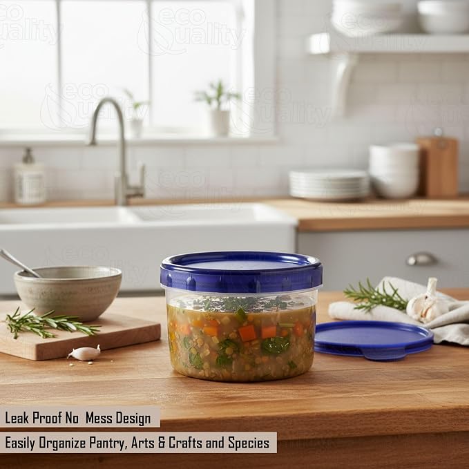 [20 PACK] 16 oz Twist Top Storage Deli Containers - Airtight Reusable Plastic Food Storage Canisters with Twist & Seal Lids, Leak-Proof - Meal Prep, Lunch, Togo, Stackable, BPA-Free Snack Containers - Image 4