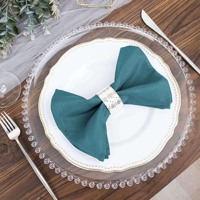Efavormart Premium Cloth Napkins Set of 100, 17x17 Inch Peacock Teal Green Seamless Dinner Napkins, Washable Linen Table Napkin Cloth with Hemmed Edges for Weddings, Party and Banquet - Image 7