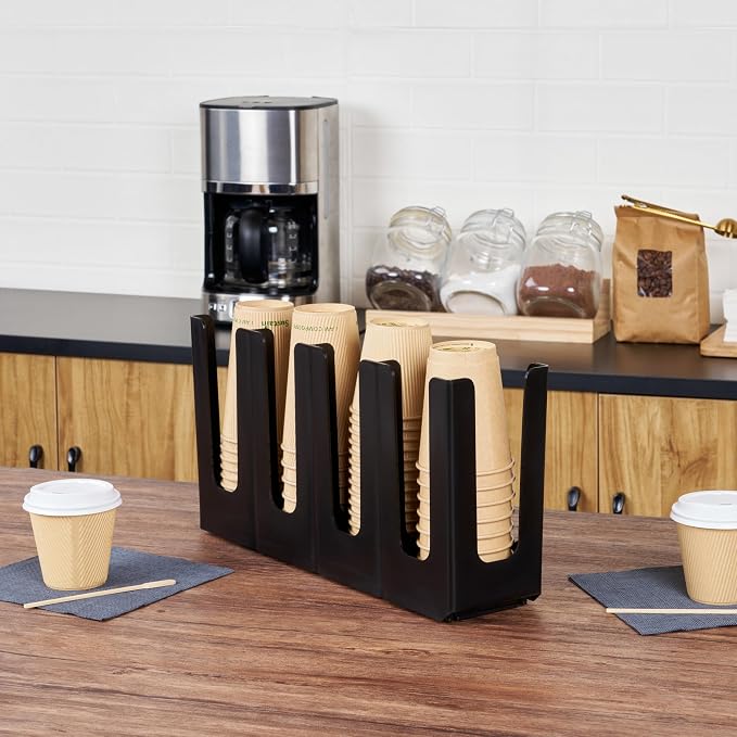 Restaurantware Restpresso Coffee Bar Organizer, 1 Count Durable 4 Compartments, Compact Size, Black Plastic Tabletop Coffee Supplies Organizer For Homes, Office Spaces, Breakrooms, and Lounges - Image 4