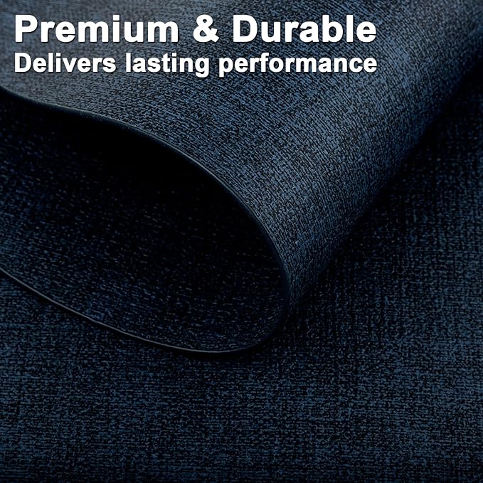 Placemats Set of 8-17" x 11.8" Waterproof & Heat Resistant Oval Place Mats, Wipeable Washable Double Layer Faux Leather Table Mats, Dark Blue - Image 3