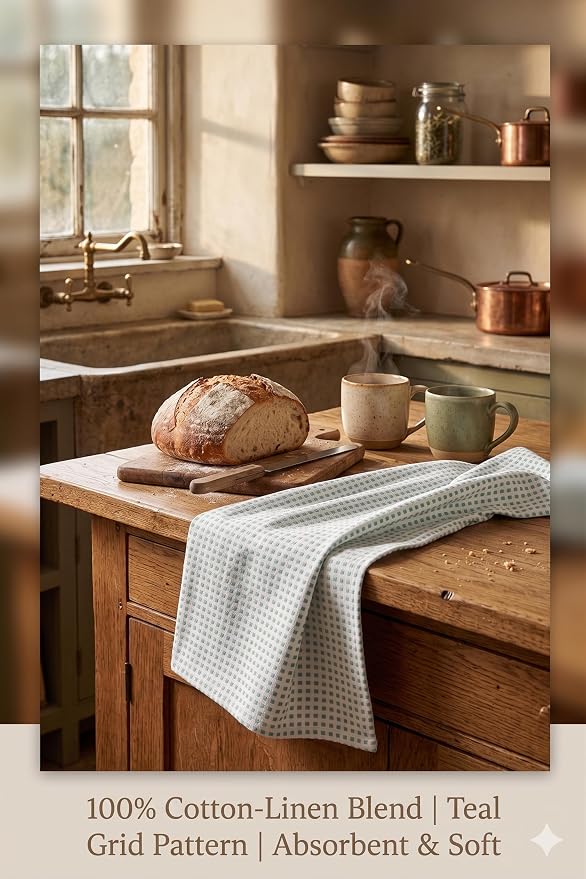 Urban Villa Kitchen Towels Cotton Dish Towels 20”x30” (Set of 6) Aqua White - Image 7