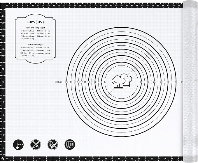 DANIA & DEAN 36"x24" Large Durable Silicone Baking Mat for Pastry and Bread | Non-Slip & Non-Stick Mat with Measurements, for Pizza, Pie Crust, Dough Rolling, Pasta & Sourdough, Reusable Counter Sheet by DANIADEAN