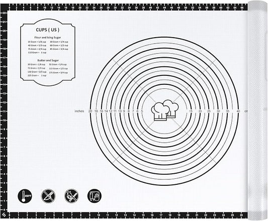 DANIA & DEAN 36"x24" Large Durable Silicone Baking Mat for Pastry and Bread | Non-Slip & Non-Stick Mat with Measurements, for Pizza, Pie Crust, Dough Rolling, Pasta & Sourdough, Reusable Counter Sheet by DANIADEAN