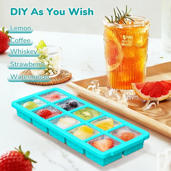 Silicone Freezer Trays with Lid (4-Pack), 1-Cup, 2-Cup, 1/2-Cup & 2-Tbsp Silicone Freezer Molds, Stackable Soup Freezer Meal Prep Containers,Ice Cube Tray for Making Sauce,Smoothies,Yogurt Bites - Image 6