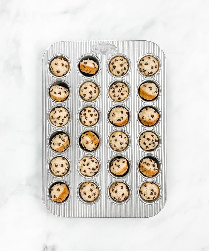 USA Pan Bakeware Mini Cupcake and Muffin Pan, Nonstick Quick Release Coating, 24-Well, Aluminized Steel | Mini Muffin Pan - Image 4