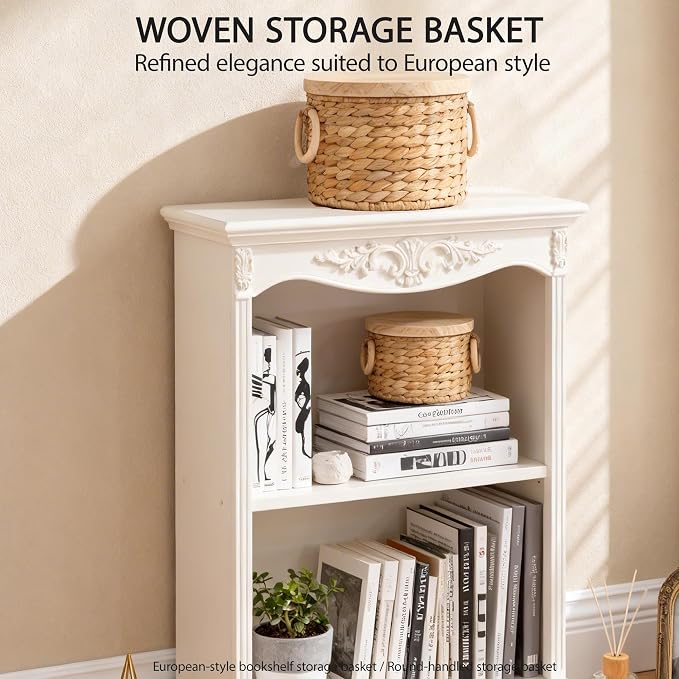 Woven Water Hyacinth Storage Basket Set of 2 with Lids | Stackable Rectangular Baskets,Decorative Natural Storage for Organization, Home, Closet, Desktop & Shelves - Image 2