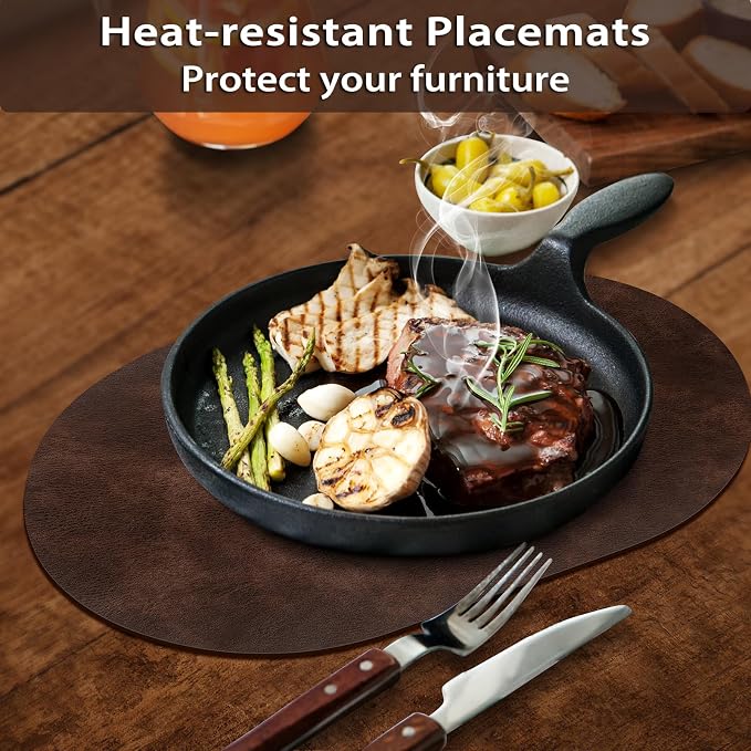 ADRIMER Placemats, Heat Resistant Oval Placemats Set of 8 Washable 12 x 17 Inch, Waterproof Table Mats, Wipeable Pu Place Mats for Kitchen, Dining Room, Coffee - Image 3