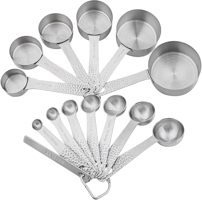 Measuring Cups and Spoons Set of 14, 18/8 Stainless Steel Measuring Cups Spoons Set, 6 Measure Cups and 7 Measure Spoons with Leveler - Image 2