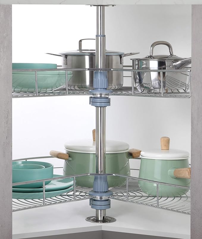 Dowell Base Cabinet Kidney Shape Dia.28 270° Lazy Susan, 2 Shelves, Kitchen Base Corner Cabinet Organizer (Chrome 4001 270 28) - Image 7