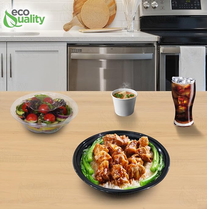 16 oz - 150 Count - Round Microwaveable Plastic Meal Prep Containers with Lids - Food Storage Container - Certified BPA-Free, Stackable, Reusable Microwave, Dishwasher, Freezer Safe,Disposable (Black) - Image 6