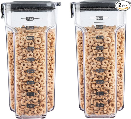 Progressive International ProKeeper+ Clear Plastic Airtight Food Baker's Kitchen Storage Organization Container Canister Set with Magnetic Accessories, 2- Piece Set (Cereal 4.5-Quart) by ProgressiveInternational