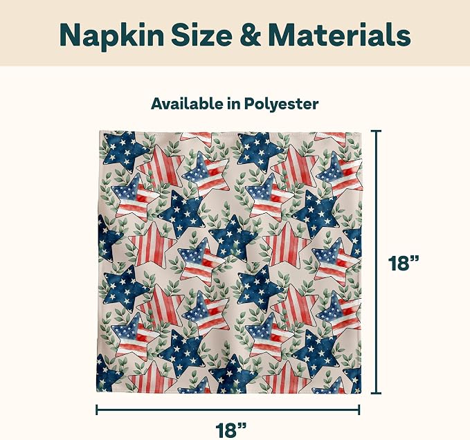 American Flag Stars Eucalyptus Cloth Napkins | Fourth of July Table Decorations | Absorbent, Washable, Reusable, Stain & Wrinkle Resistant | Made in America - 12pack - Image 4