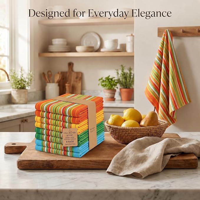 Urban Villa Kitchen Towels Cotton Dish Towels 20”x30” (Set of 8) Multi - Image 5