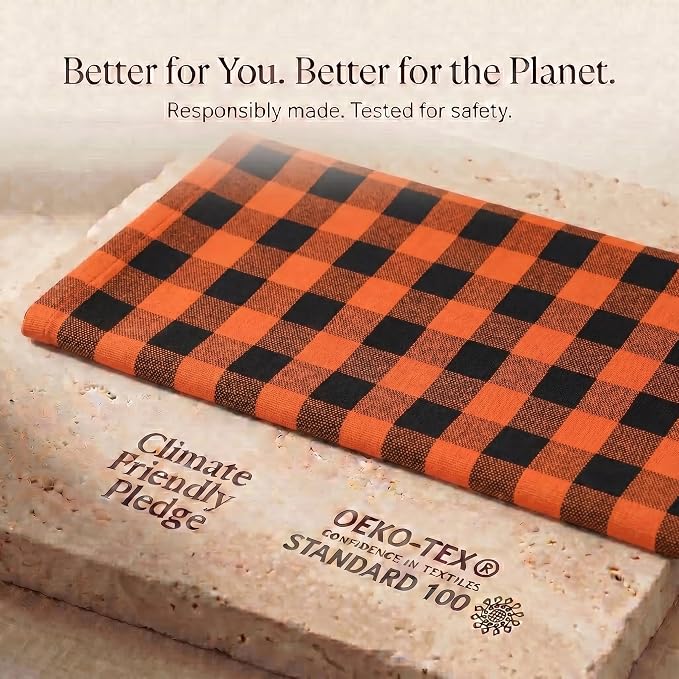 Urban Villa Kitchen Towels Cotton Dish Towels 20”x30” (Set of 6) Orange Blk - Image 9