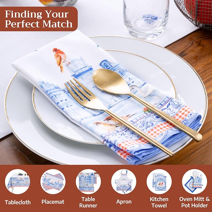 Maison d' Hermine Cloth Napkins Set of 4 Reusable 100% Cotton (20" x 20") | Everyday Square Napkins Cloth Washable Dinner Party Wedding Restaurant Hotel Kitchen Spring Summer - Amsterdam Canals - Image 4