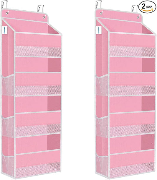 2 Pcs Over The Door Organizer Large Capacity Hanging Storage Room Organizer | 40 lb Capacity, Ultra-Sturdy, Foldable, Mesh Design with Clear Window, Space-Saving Organizer for Pantry, Nursery & Closet by SpaceHacks