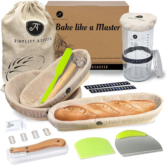 Premium Banneton Bread Proofing Basket - A Complete Sourdough Bread Baking Kit - Bread Baking Supplies - Sourdough Starter Jar Kit - Image 7