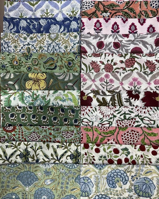 Assorted Hand Block Print 100% Cotton Napkins 18" x 18" (Set of 100) Reuseable Kitchen Napkins Cloth Decor Dinner Party Wedding Cocktail Gift for Spring, Easter, Summer by Ridhi