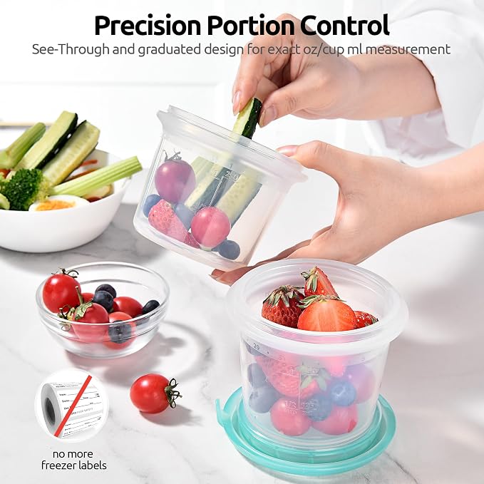 U-Taste Silicone Container with Lid, Kitchen Meal Prep Food Storage, 1Cup*2 | Food Grade Liquid Silicone, Leak-Proof Airtight Lid, Meal Prep Lunch Box, Freezer & Microwave Safe, Clear Date Marking Circle - Image 7