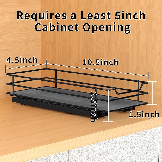 BOIVSHI Pull Out Spice Rack Organizer for Cabinet, Heavy Duty Slide Out Spice Rack Organizer for Kitchen Cabinets and Pantry, Fits Spices, Sauces, Canned Food (4.5''Wx10.5''Dx2.5''H) - Image 4