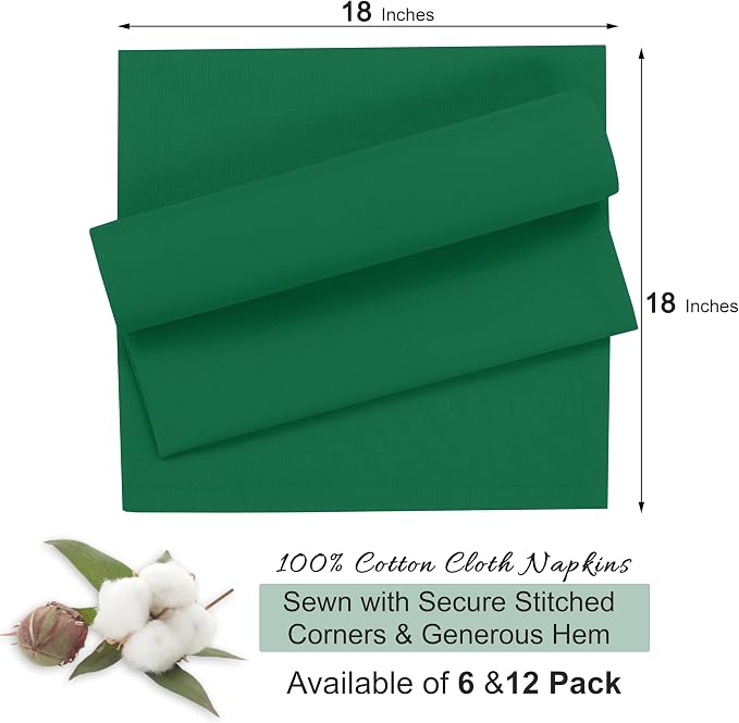 Ruvanti Cloth Napkins Set of 12, 18x18 Inches, 100% Cotton, Washable, Soft & Absorbent, Perfect for Wedding, Christmas, ‎Thanksgiving Dinners - Amazon - Image 8