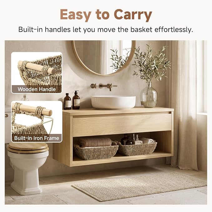 Storageworks Seagrass Storage Baskets, Large Snack Baskets For Shelves - Image 4