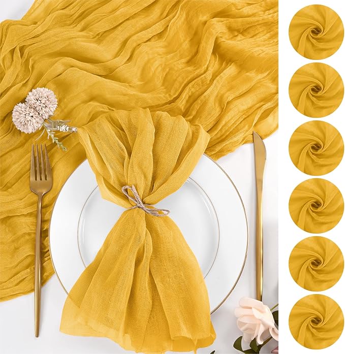 50 Pack Gold Cloth Napkins 20x20Inch Cheesecloth Napkins | Elegant Cloth Napkins for Table, Washable Rustic Boho Gauze Napkins, for Wedding Party Bridal Baby Shower Dinner Decor by Lumaycens