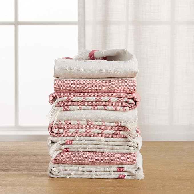 KitchenAid Vintage Stripe Kitchen Towels 8-Pack, Absorbent 100% Woven Cotton, Passion Red/Ivory, 17”x28” - Image 5