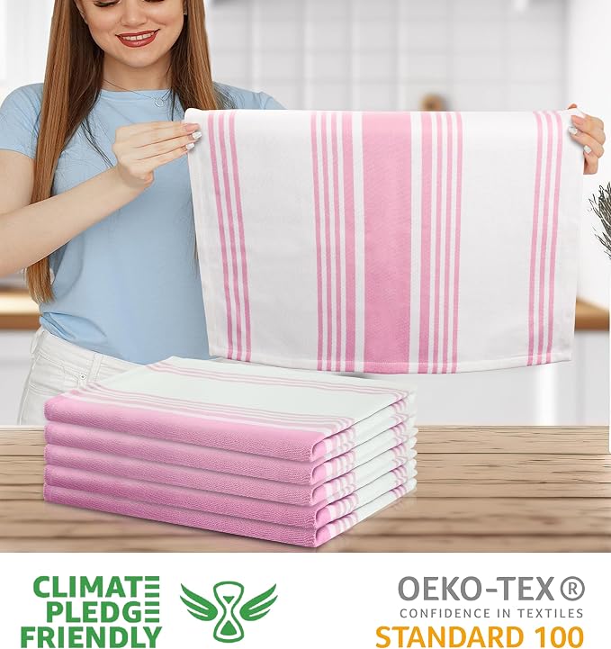 Urban Villa Kitchen Towels Cotton Dish Towels 20”x30” (Set of 6) Baby Pink - Image 2