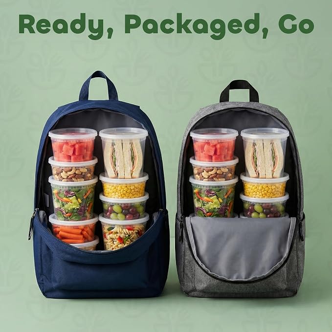 120 Sets Plastic Deli Containers with Lids - 8oz, 16oz Pint & 32oz Quart | Leak Proof, Microwaveable, Dishwasher & Freezer Safe - Plastic Food Storage, Meal Prep, Restaurant & Soup Containers - Image 6
