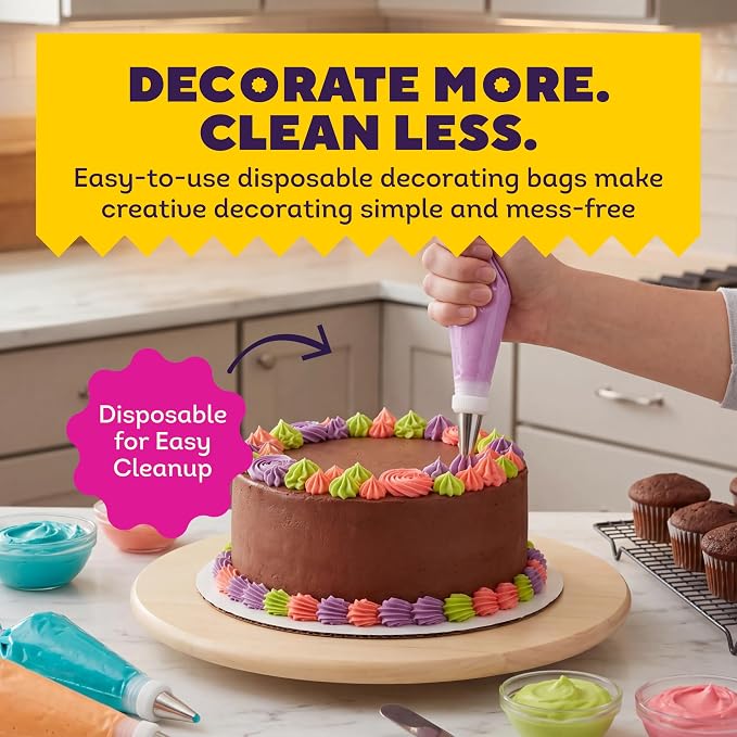 Wilton Disposable Decorating Bags, Piping Icing, 100-Count | Single-Use Piping Bags Fit All Standard Couplers & Tips, No Cleanup Required, Perfect for Icing, Frosting & Cake Decorating - Image 2