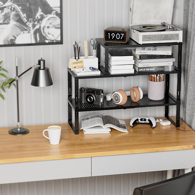 Expandable Spice Rack,Stackable Storage for Cabinet, Multi-Functional Kitchen Shelving,Height-Adjustable,Sustainable Organizer Solution(1Pack/Black/Medium) - Image 7