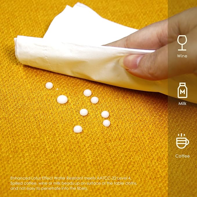 BALCONY & FALCON Rectangle Table Cloth Waterproof Golden 55"x55" | Square Washable Wrinkle Resistant Table Cloth Linen Fabric Tablecloths for Dining Party Kitchen Wedding and Outdoor Use - Image 3