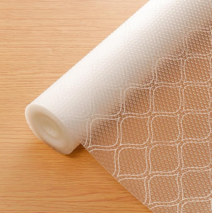 Cooyes Shelf Liner for Kitchen Cabinets Waterproof Kitchen Cupboard Liner Plastic Drawer Mats EVA Material Non Adhesive Fridge Mats for Shelves（17.5" W x 198" L） by Cooyes