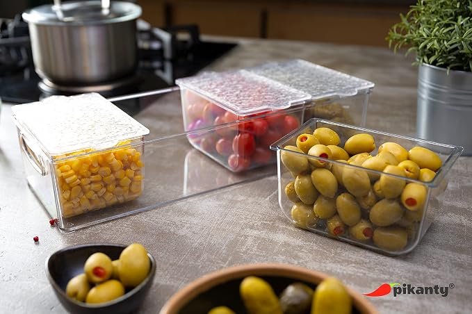 Pikanty Condiment Server Tray with 4 Removable Containers and Lids - Taco Bar, Pizza Bar, Burger Bar, Salad Toppings Organizer with Carry Handles, Dishwasher Safe, Made in USA - Image 3