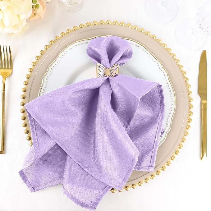 Efavormart Premium Cloth Napkins Set of 25, 20x20 Inch Lavender Seamless Dinner Napkins, Washable Linen Table Napkin Cloth with Hemmed Edges for Weddings, Party and Banquet by efavormart